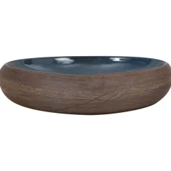 vidaXL Fontanería-Lavabo sobre encimera ovalado cerámica marrón y azul 59x40x15cm