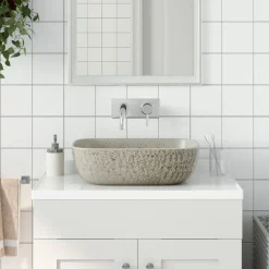 vidaXL Lavabo sobre encimera rectangular cerámica 48x37,5x13,5 cm Gris Outlet