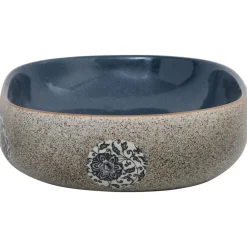 vidaXL Lavabo sobre encimera ovalado arena y azul cerámica 59x40x14 cm Azul oscuro Outlet