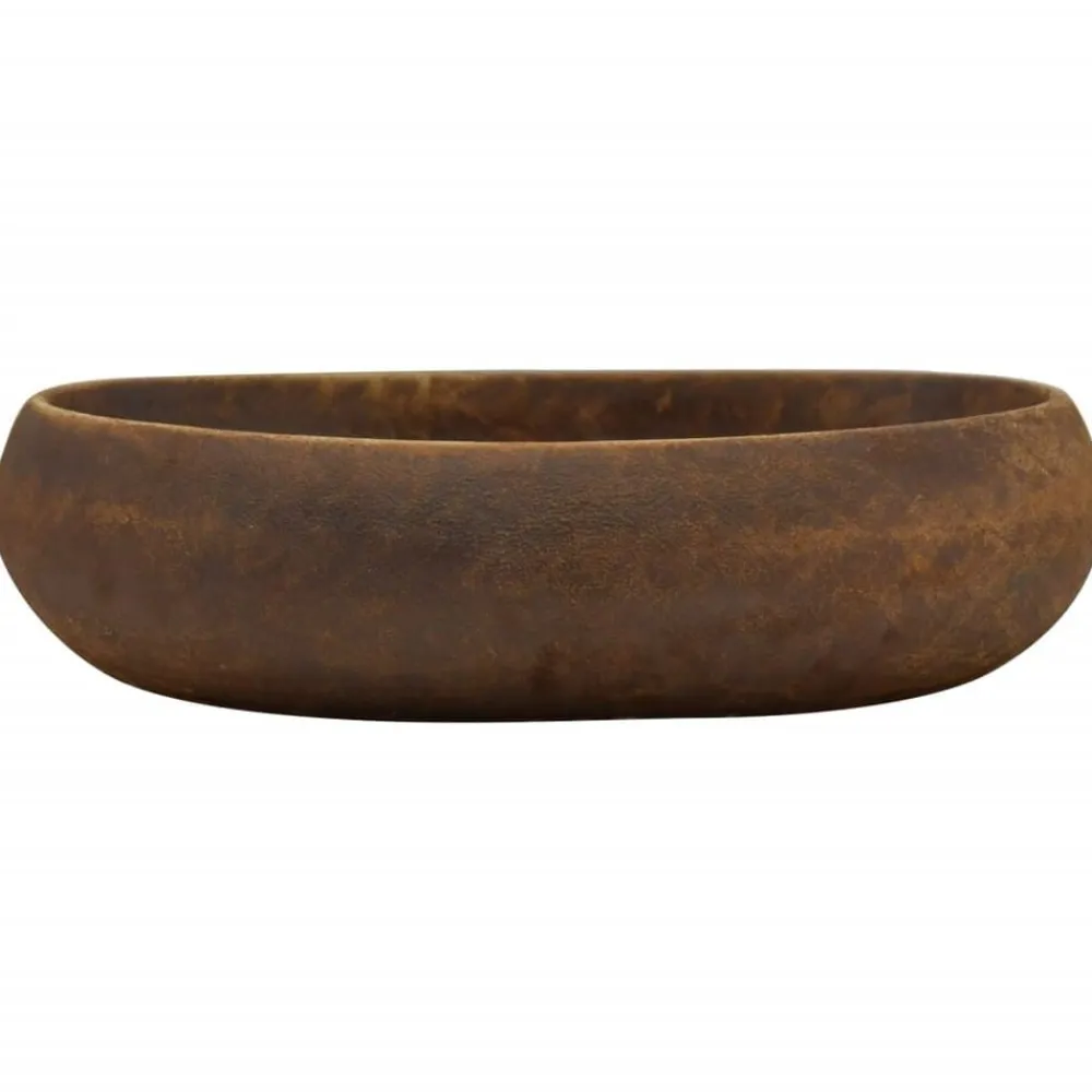 vidaXL Lavabo sobre encimera ovalado cerámica marrón 59x40x15 cm Marrón Outlet