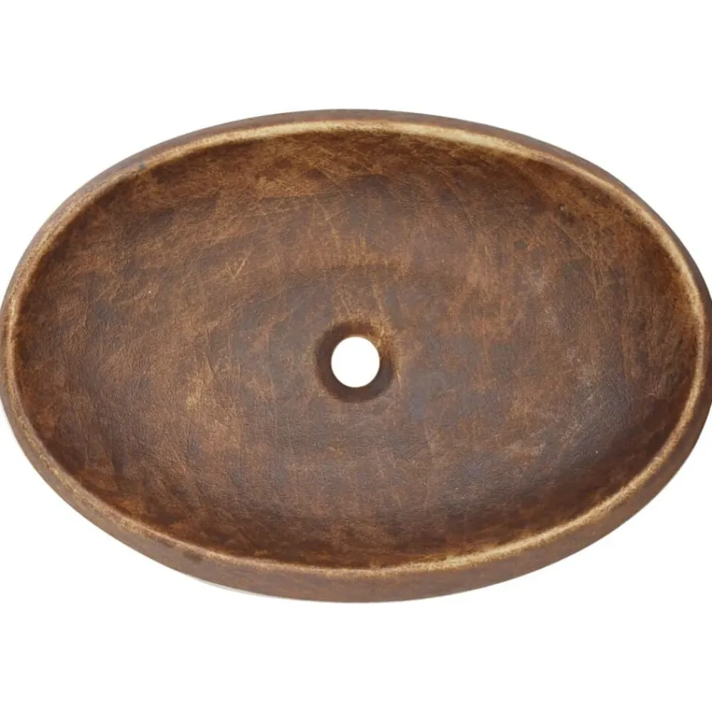 vidaXL Lavabo sobre encimera ovalado cerámica marrón 59x40x15 cm Marrón Outlet