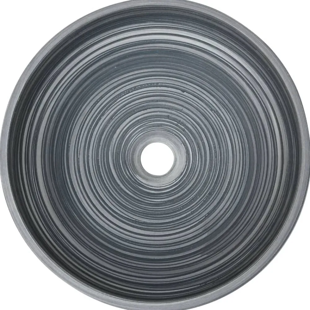 vidaXL Fontanería-Lavabo sobre encimera redondo cerámica gris Φ41x14 cm