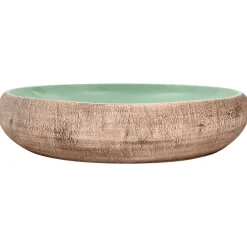 vidaXL Fontanería-Lavabo sobre encimera ovalado cerámica verde marrón 59x40x15 cm