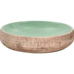 vidaXL Fontanería-Lavabo sobre encimera ovalado cerámica verde marrón 59x40x15 cm