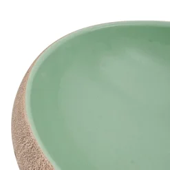 vidaXL Fontanería-Lavabo sobre encimera ovalado cerámica verde marrón 59x40x15 cm