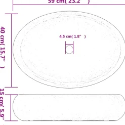 vidaXL Fontanería-Lavabo sobre encimera ovalado cerámica verde marrón 59x40x15 cm