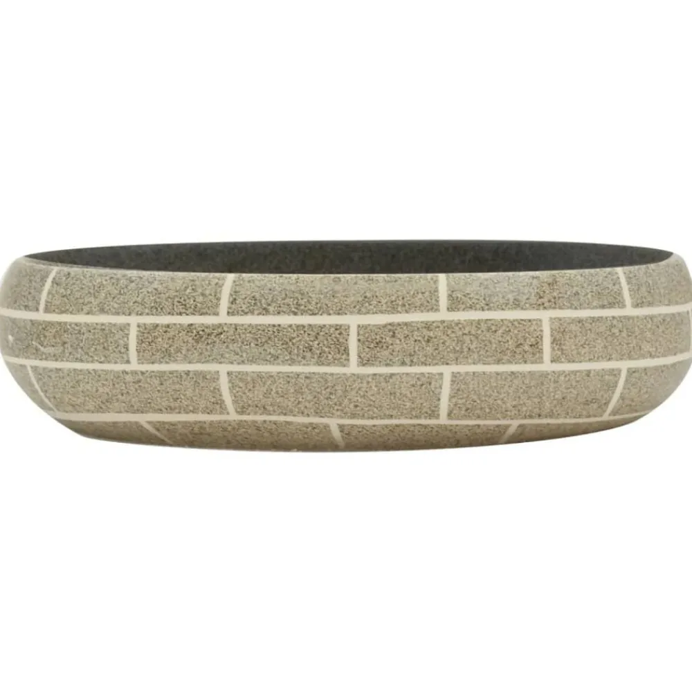 vidaXL Lavabo sobre encimera ovalado cerámica multicolor 59x40x15 cm Gris oscuro Clearance