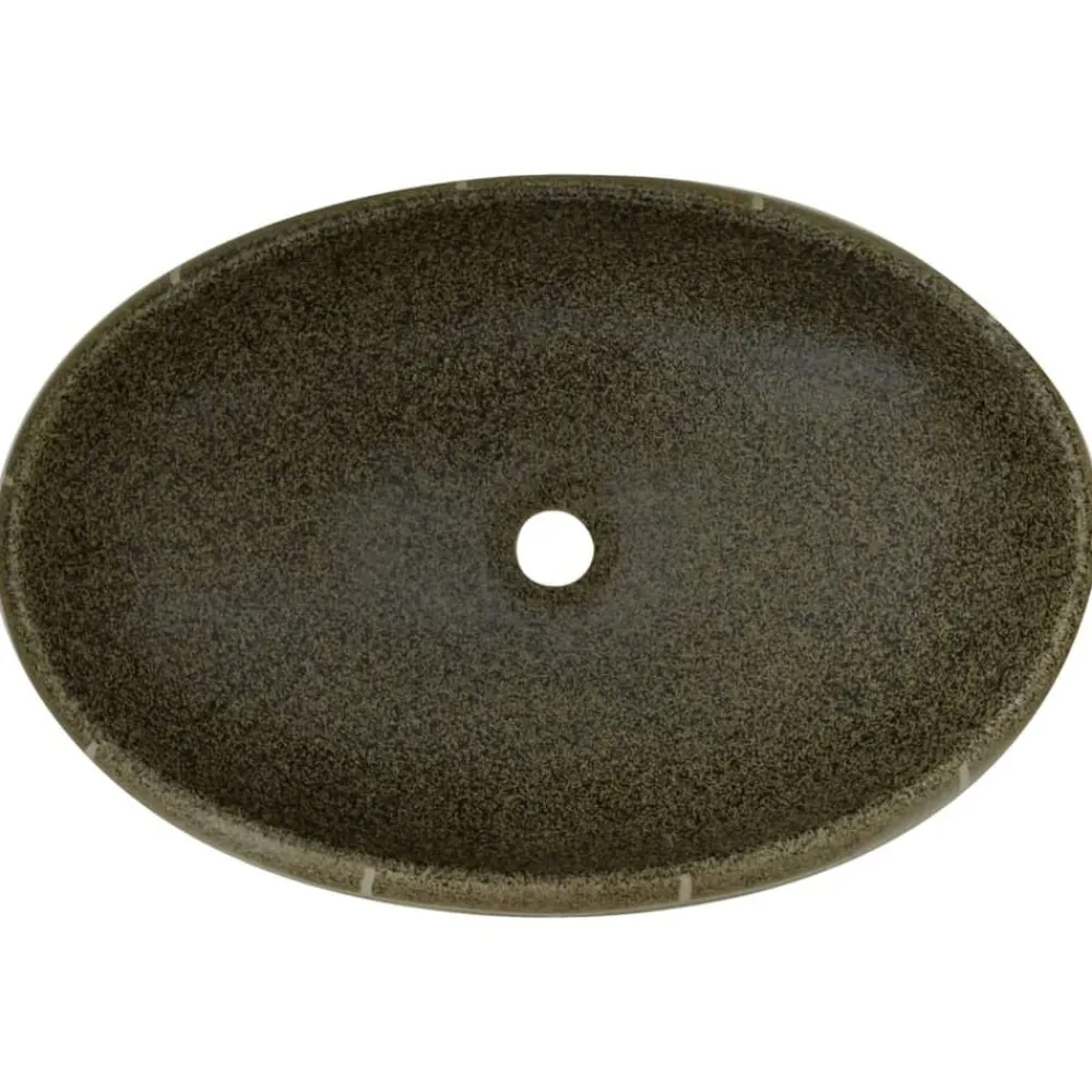 vidaXL Lavabo sobre encimera ovalado cerámica multicolor 59x40x15 cm Gris oscuro Clearance