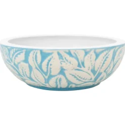 vidaXL Fontanería-Lavabo sobre encimera redondo cerámica blanco y azul Φ41x14 cm