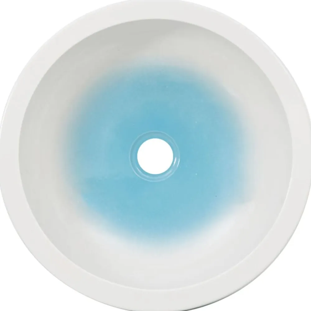 vidaXL Fontanería-Lavabo sobre encimera redondo cerámica blanco y azul Φ41x14 cm