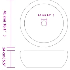 vidaXL Fontanería-Lavabo sobre encimera redondo cerámica blanco y azul Φ41x14 cm