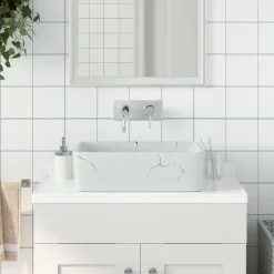 vidaXL Fontanería-Lavabo sobre encimera rectangular cerámica 46x35,5x13 cm