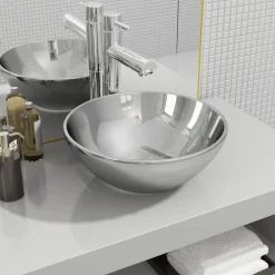 vidaXL Lavabo 32,5x14 cm cerámica Plateado Discount