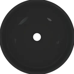 vidaXL Lavabo Ø28x10 cm cerámica brillo Negro Discount