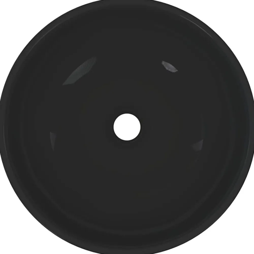 vidaXL Lavabo Ø28x10 cm cerámica brillo Negro Discount