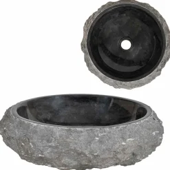 vidaXL Lavabo 40x12 cm de mármol Negro Discount