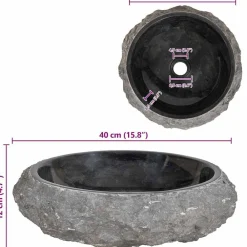 vidaXL Lavabo 40x12 cm de mármol Negro Discount