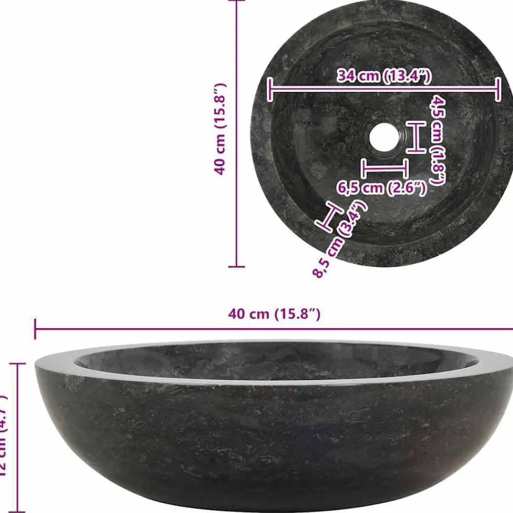 vidaXL Fontanería-Lavabo 40x12 cm mármol