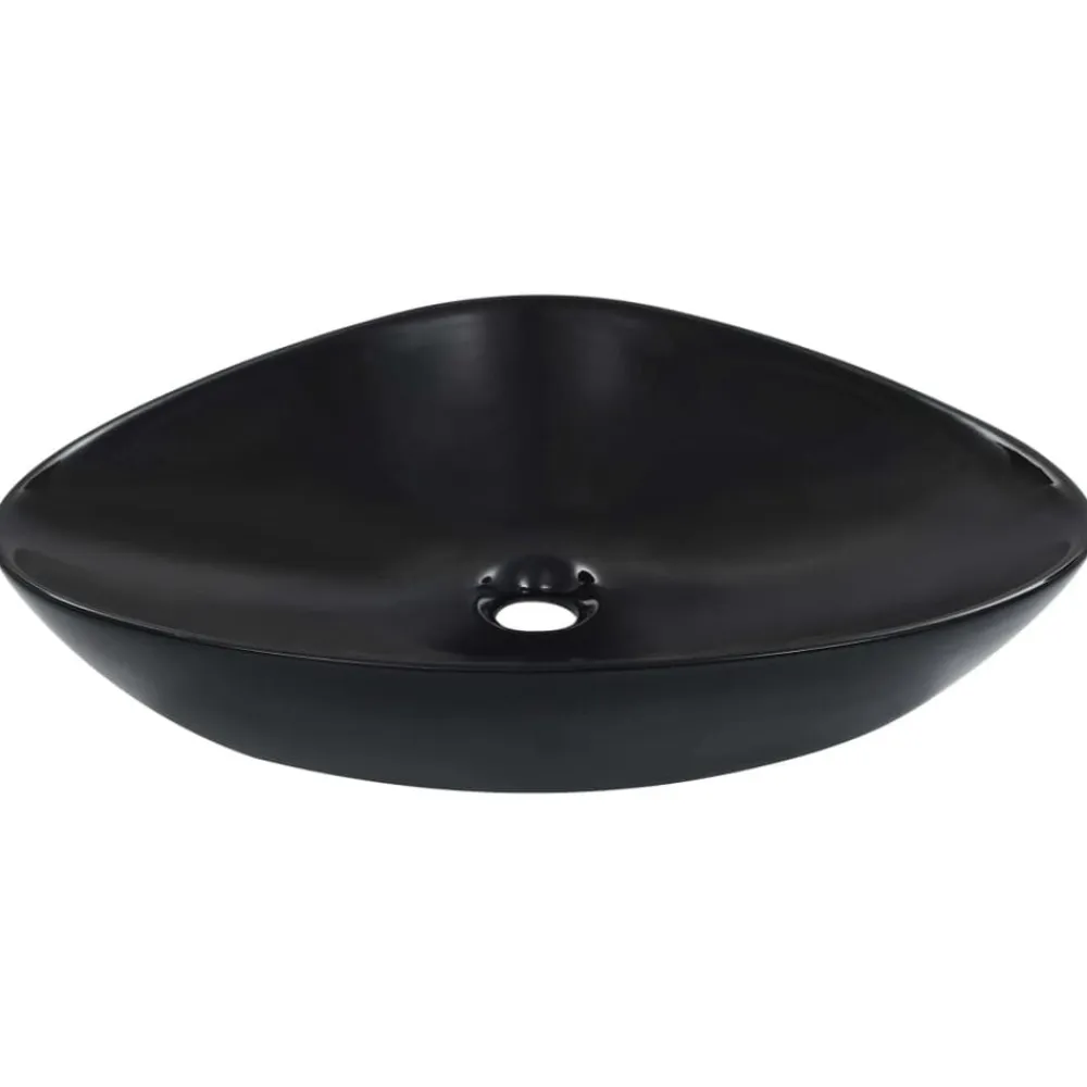 vidaXL Lavabo 58,5x39x14 cm cerámica Negro Sale