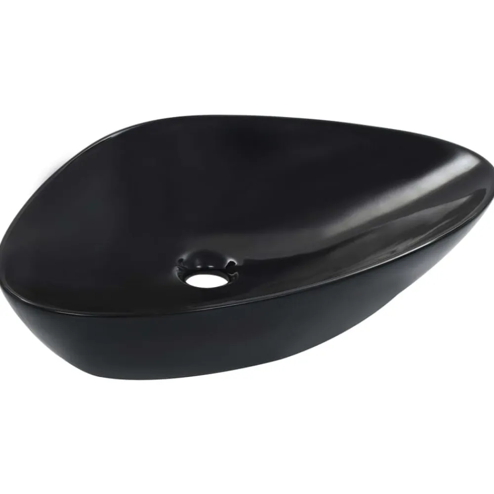 vidaXL Lavabo 58,5x39x14 cm cerámica Negro Sale