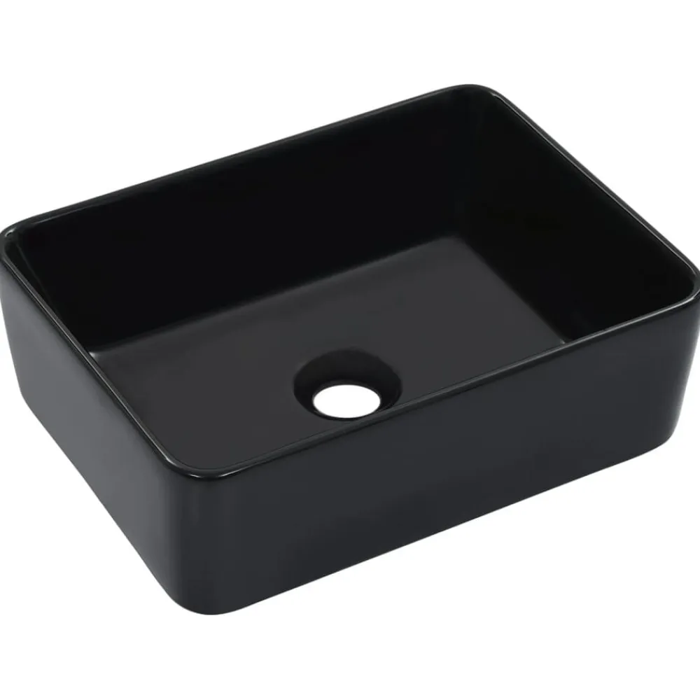 vidaXL Lavabo 40x30x13 cm cerámica Negro New