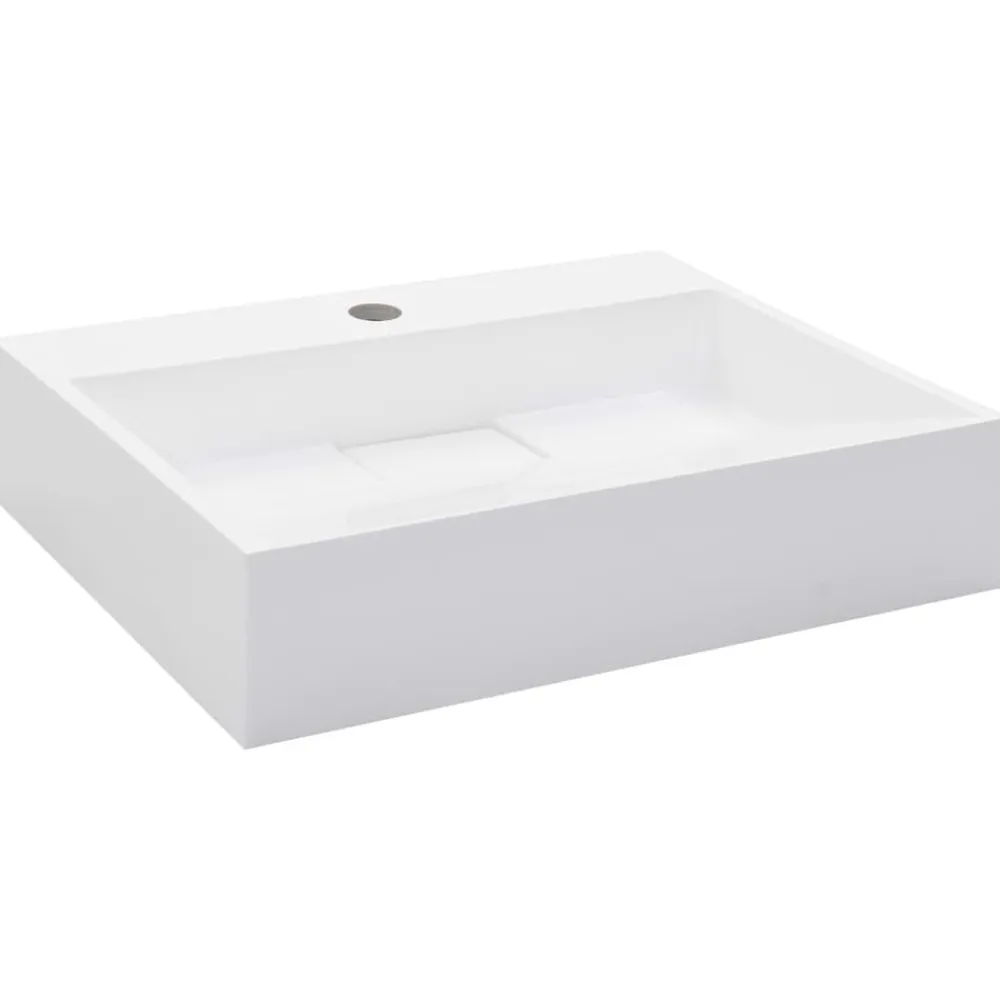 vidaXL Lavabo 50x38x13 cm resina mineral/mármol blanco Discount