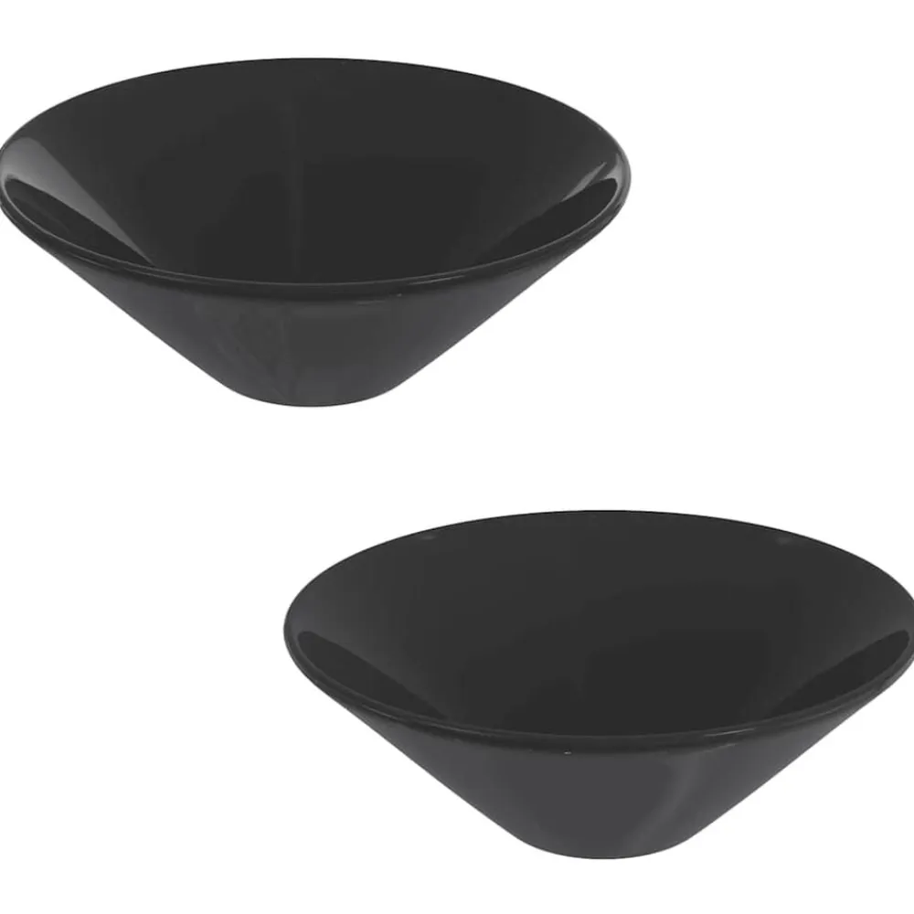 vidaXL Lavabos 2 uds brillo Ø42x14 cm cerámica Negro New