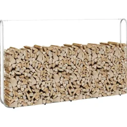 vidaXL Accesorios Para Hornos De Leña Y Chimeneas-Leñero acero galvanizado 250x25x150 cm