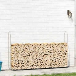 vidaXL Accesorios Para Hornos De Leña Y Chimeneas-Leñero acero galvanizado 250x25x150 cm