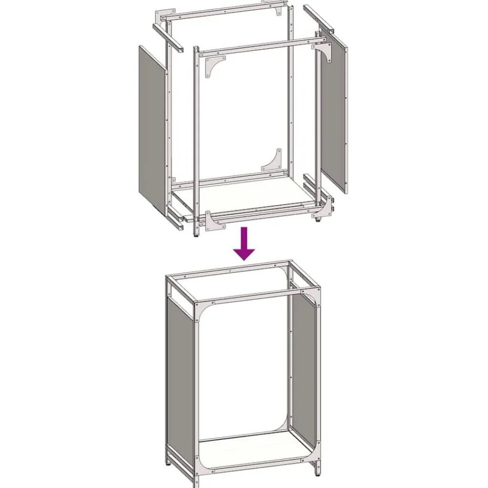vidaXL Accesorios Para Hornos De Leña Y Chimeneas-Leñero 44x28x65 cm Acero laminado en frío