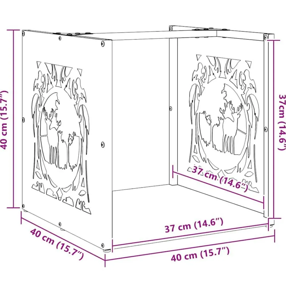 vidaXL Accesorios Para Hornos De Leña Y Chimeneas-Leñero 40x40x40 cm Acero laminado en frío