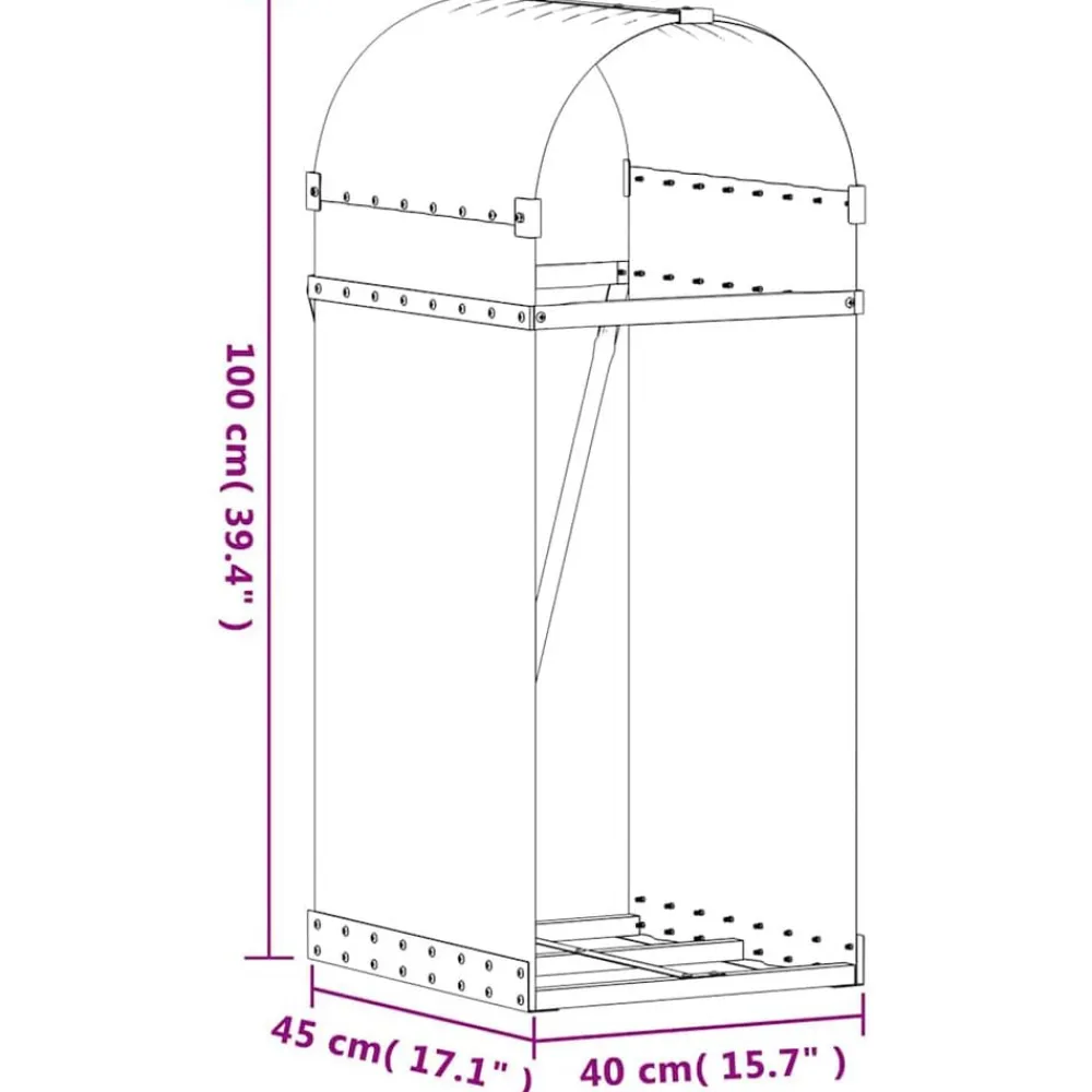 vidaXL Accesorios Para Hornos De Leña Y Chimeneas-Leñero 40x45x100 cm acero galvanizado