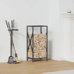 vidaXL Leñero 34x25x70 cm Acero laminado en frío Antracita Best