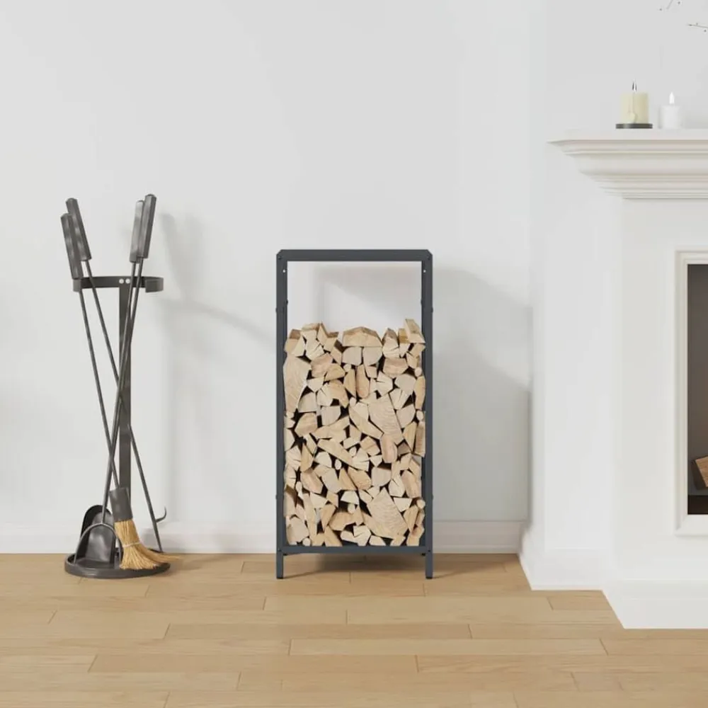 vidaXL Leñero 34x25x70 cm Acero laminado en frío Antracita Best