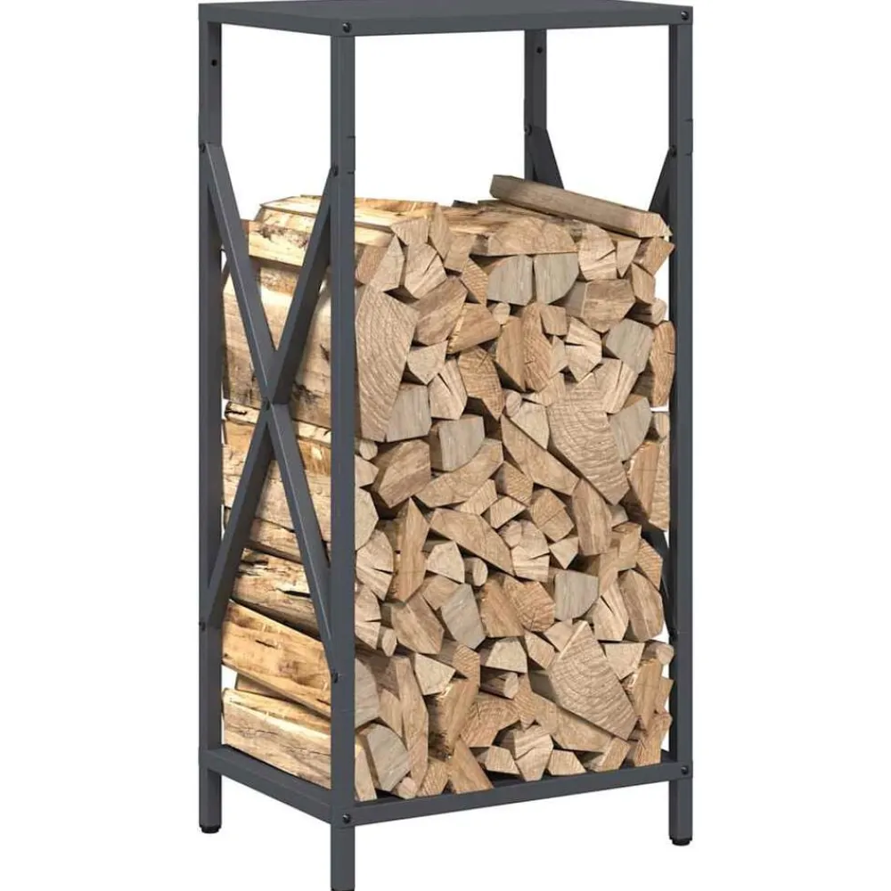 vidaXL Leñero 34x25x70 cm Acero laminado en frío Antracita Best