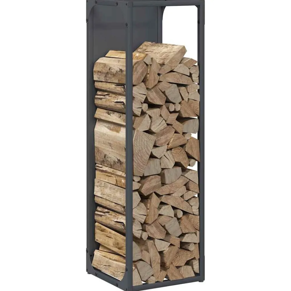 vidaXL Leñero 25x25x80 cm Acero laminado en frío Antracita