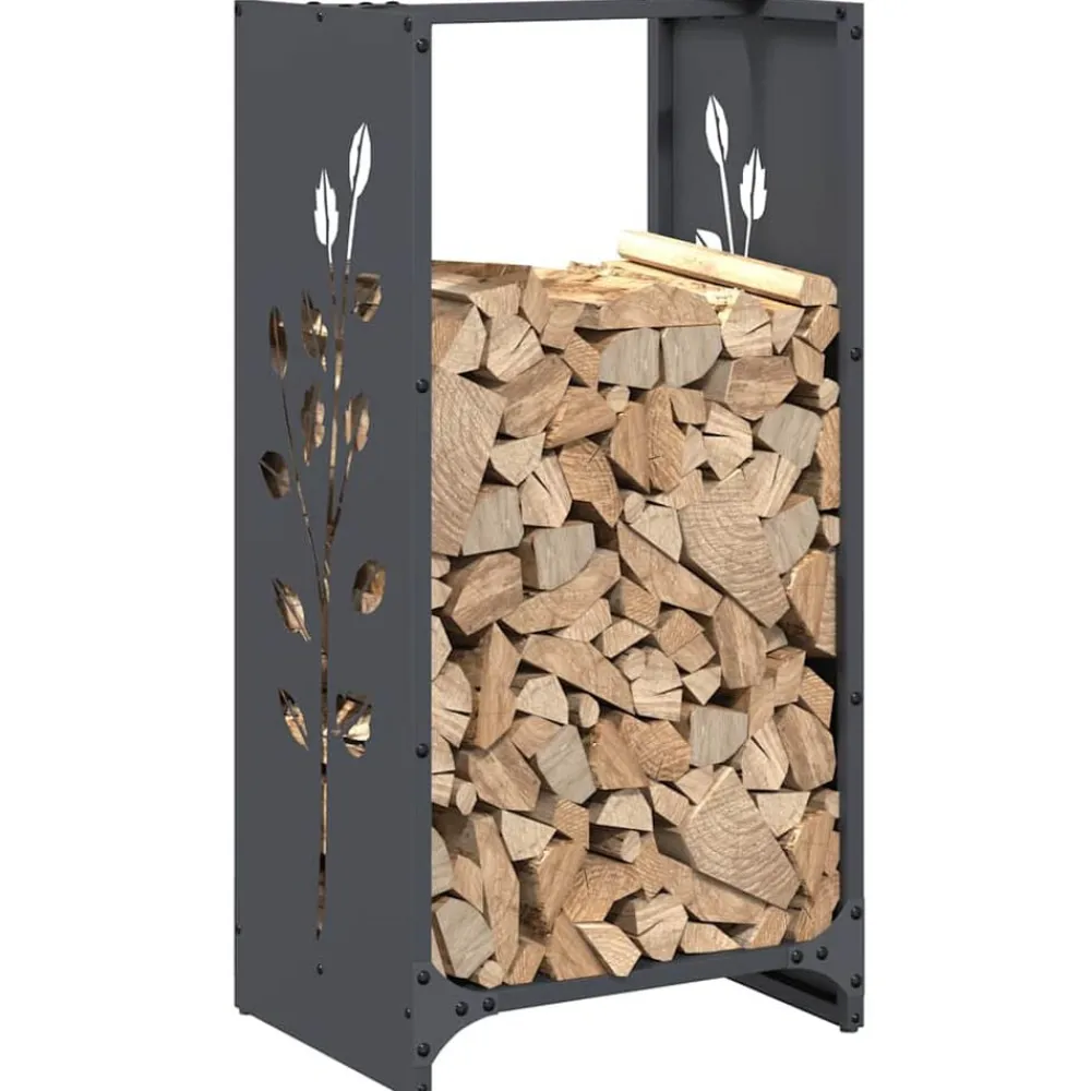 vidaXL Leñero 40x30x80 cm Acero laminado en frío Antracita Discount