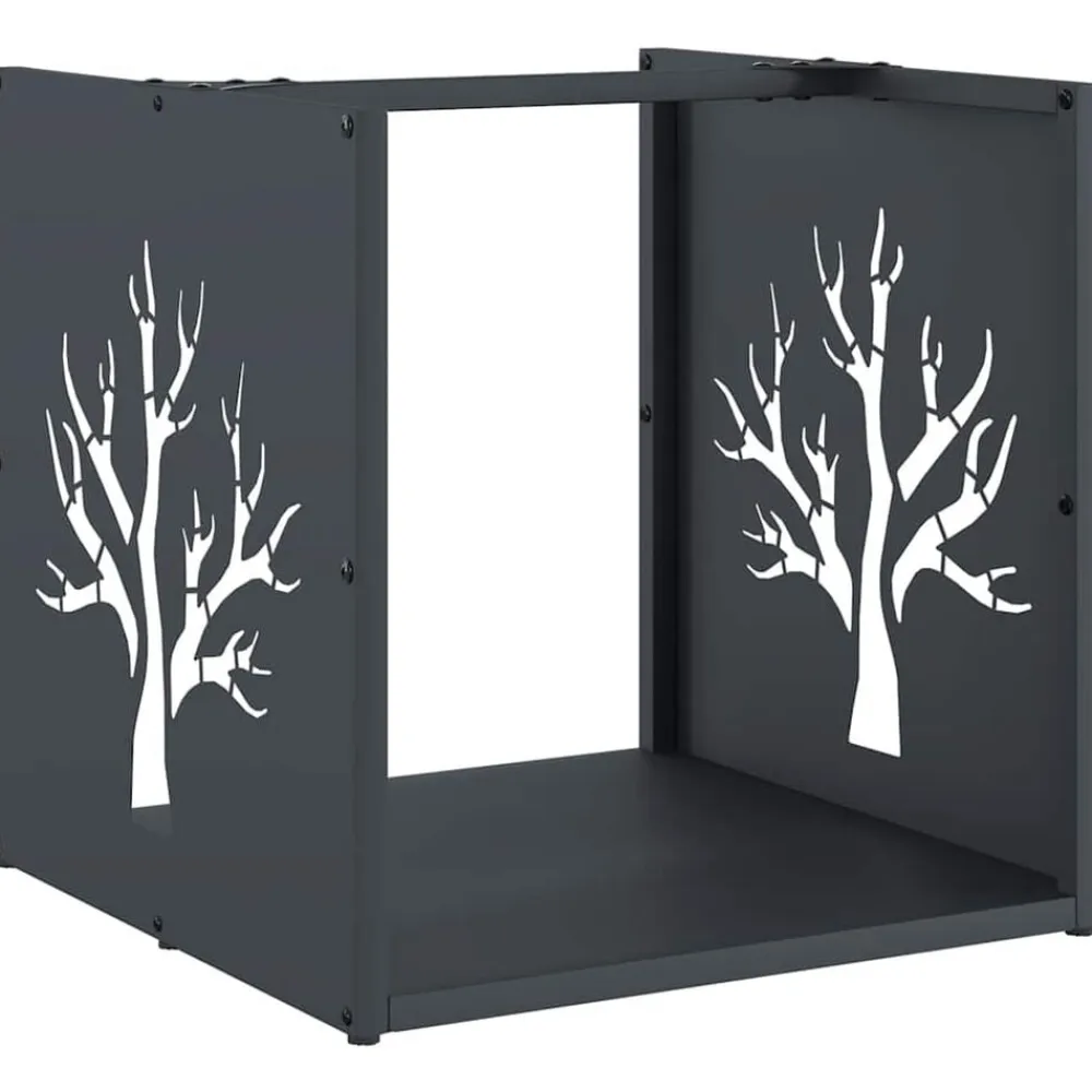vidaXL Leñero 40x40x40 cm Acero laminado en frío Antracita Outlet