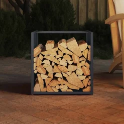 vidaXL Leñero 40x40x40 cm Acero laminado en frío Antracita Outlet