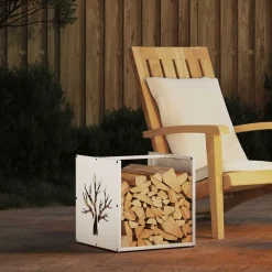 vidaXL Accesorios Para Hornos De Leña Y Chimeneas-Leñero 40x40x40 cm Acero laminado en frío