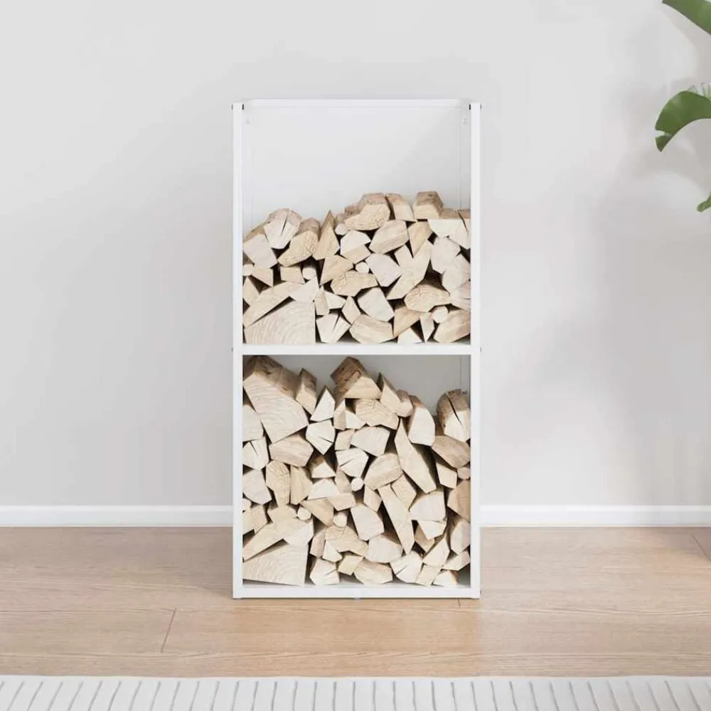 vidaXL Leñero 40x30x80 cm Acero laminado en frío Blanco Sale