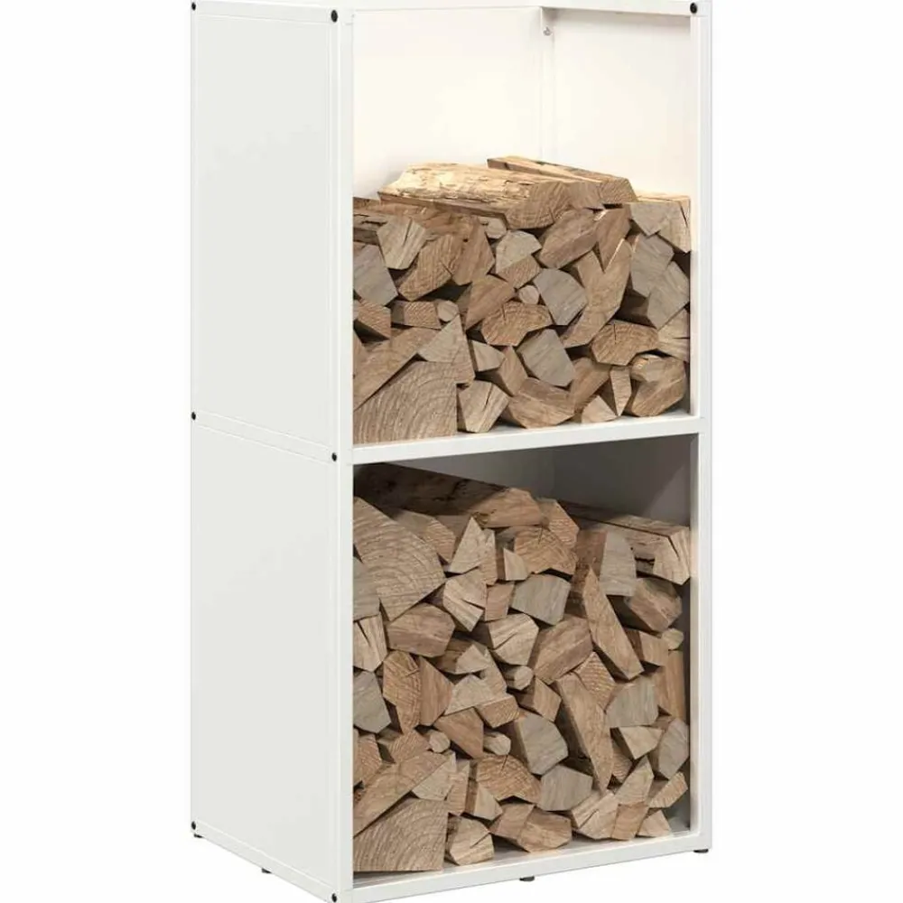 vidaXL Leñero 40x30x80 cm Acero laminado en frío Blanco Sale