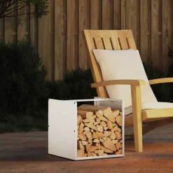 vidaXL Leñero 40x40x40 cm Acero laminado en frío Blanco Best