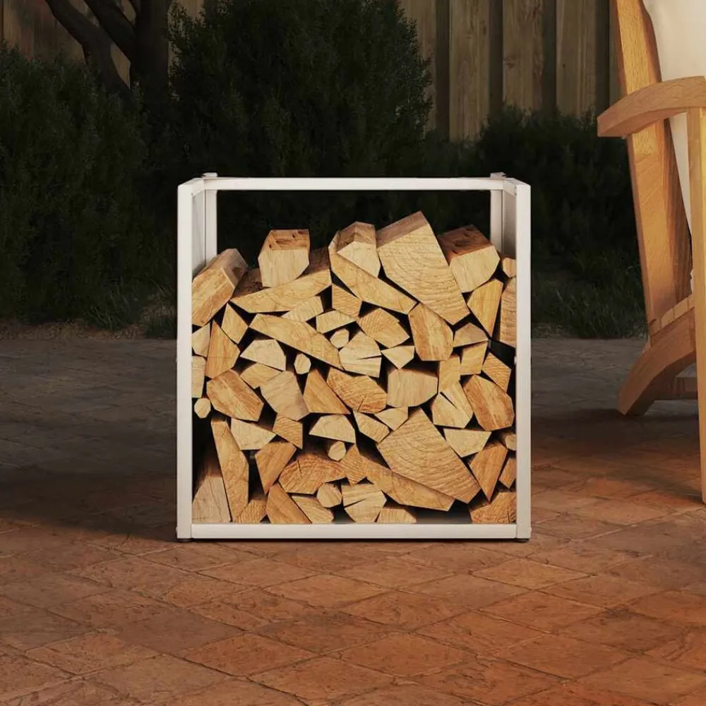 vidaXL Leñero 40x40x40 cm Acero laminado en frío Blanco Best