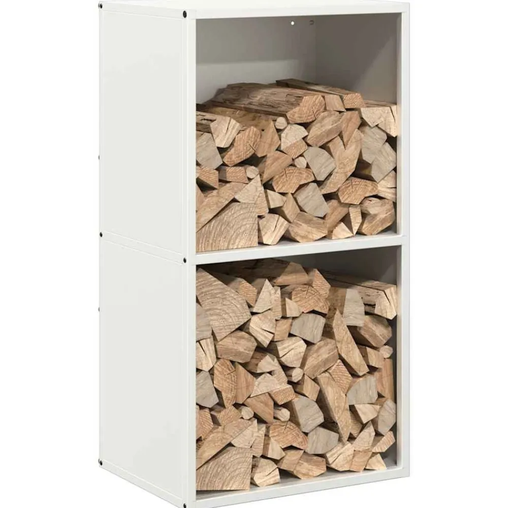 vidaXL Leñero 40x30x75 cm Acero laminado en frío Blanco Sale