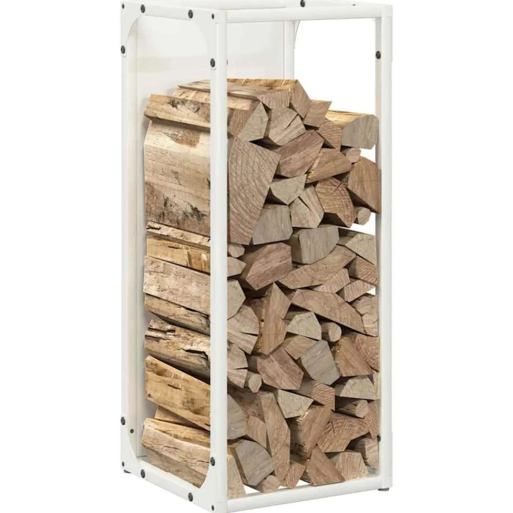vidaXL Leñero 25x25x60 cm Acero laminado en frío Blanco Online