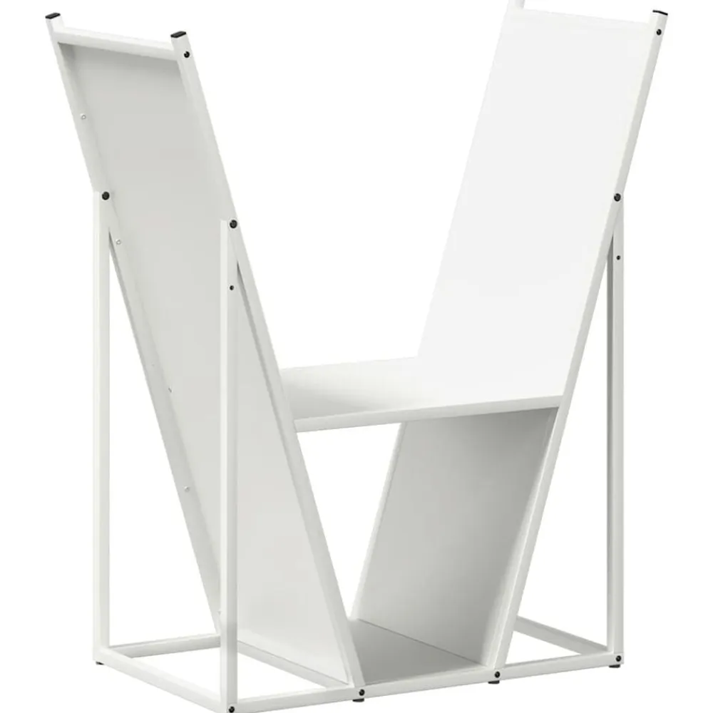 vidaXL Leñero 69,5x35x81 cm Acero laminado en frío Blanco Clearance