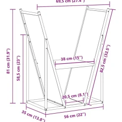 vidaXL Leñero 69,5x35x81 cm Acero laminado en frío Blanco Clearance