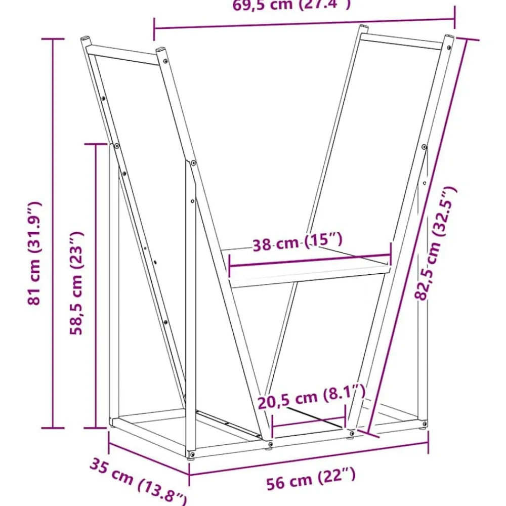 vidaXL Leñero 69,5x35x81 cm Acero laminado en frío Blanco Clearance