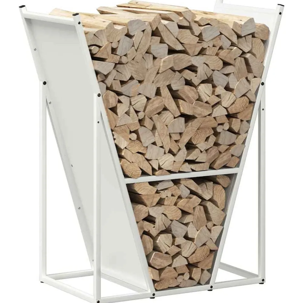 vidaXL Leñero 69,5x35x81 cm Acero laminado en frío Blanco Clearance
